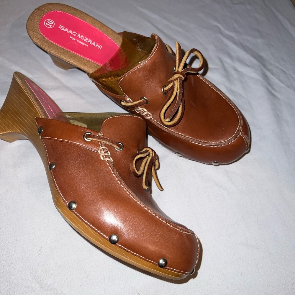 Isaac Mizrahi for Target Brown Leather Clogs Size 10